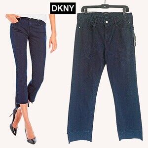 DKNY NEW STAIR STEP Frayed Hem Wide Leg Boyfriend Jean 30